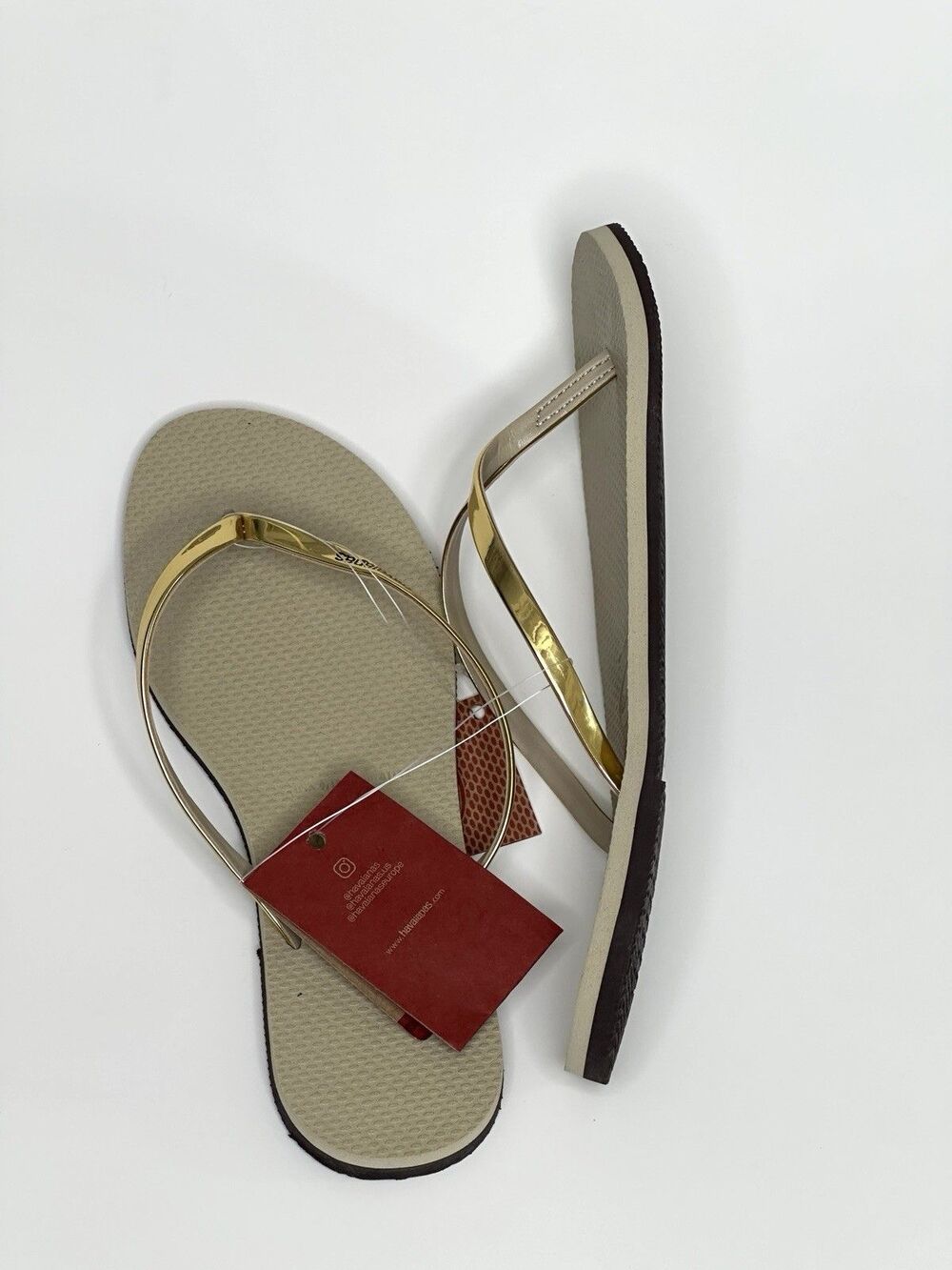 Havaianas Slim Flip Flops Womens 9/10 Euro 41/42 Golden Sand Metalico - Picture 3 of 5